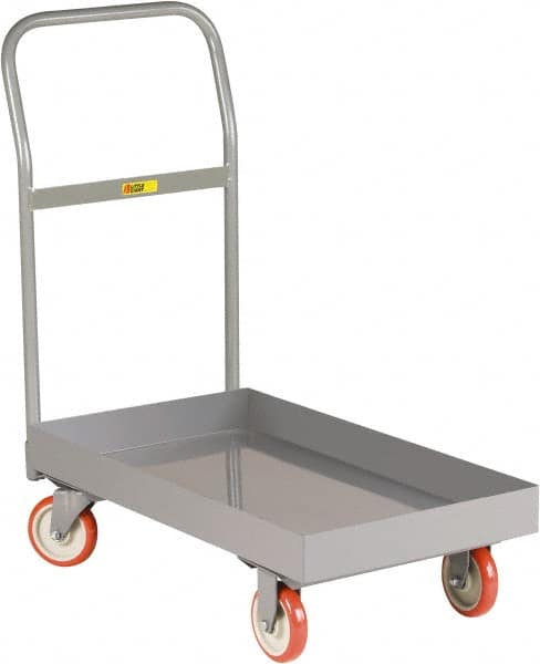 Little Giant - 1,200 Lb Capacity Steel Platform Truck - Steel Deck, 24" OAW, 48" Platform Length x 6-1/2" Platform Height, Polyurethane Casters - Makers Industrial Supply