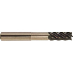 Corner Radius End Mill: 3/4″ Dia, 1″ LOC, 0.12″ Radius, 5 Flutes, Solid Carbide 6″ OAL, 3/4″ Shank Dia, 38 ° Helix, AlTiCrN Coated, Corner Radius End, Centercutting, Series HS