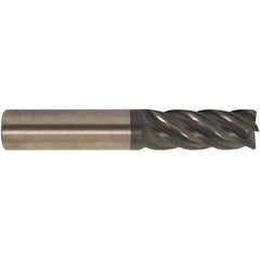 Corner Radius End Mill: 1″ Dia, 3-1/4″ LOC, 1/4″ Radius, 5 Flutes, Solid Carbide 6″ OAL, 1″ Shank Dia, 38 ° Helix, AlTiCrN Coated, Corner Radius End, Centercutting, Series HS