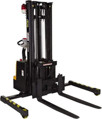 Vestil - 1,500 Lb Capacity, 118" Lift Height, Battery Powered Stacker - 2-1/2" Lowered Height, 36-1/4" Fork Length, 48" Overall Width - Makers Industrial Supply