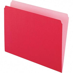 Pendaflex - 9-1/2 x 11-5/8", Letter Size, Red/Light Red, File Folders with Top Tab - 11 Point Stock, Straight Tab Cut Location - Makers Industrial Supply