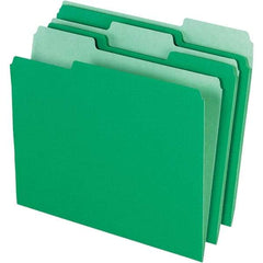 Pendaflex - 14-5/8 x 9-3/16", Letter Size, Bright Green, File Folders with Top Tab - 11 Point Stock, Assorted Tab Cut Location - Makers Industrial Supply