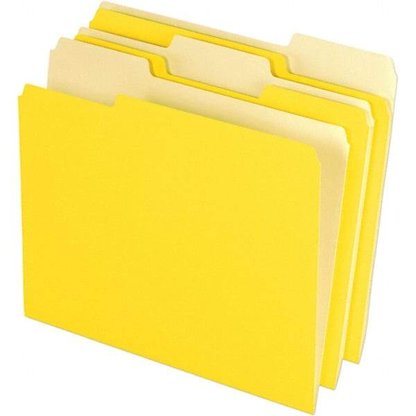 Pendaflex - 11-5/8 x 9-3/16", Letter Size, Yellow, File Folders with Top Tab - 11 Point Stock, Assorted Tab Cut Location - Makers Industrial Supply