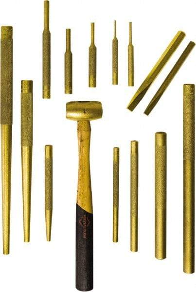 Mayhew - 15 Piece Punch & Chisel Set - 3/8 to 1/2" Chisel, 1/8 to 3/4" Punch, Round Shank - Makers Industrial Supply