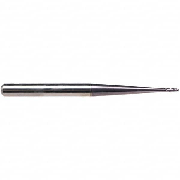 Emuge - 2mm Diam, 3mm LOC, 2 Flute Solid Carbide Roughing & Finishing End Mill - TiAlN Finish, 80mm OAL, 6mm Shank Diam, Cylindrical Shank, 30° Helix, Extra Long Length - Makers Industrial Supply