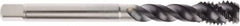 Seco - M14x2.00 Metric 3 Flute 6HX Modified Bottoming Spiral Flute Tap - Powdered Metal, AlTiN Finish, 110mm OAL, Right Hand Flute, Right Hand Thread, H6 - Makers Industrial Supply