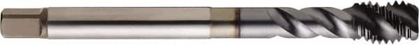 Seco - M12x1.75 Metric 3 Flute 6H Modified Bottoming Spiral Flute Tap - Cobalt, TiCN Finish, 4.3307" OAL, Right Hand Flute, Right Hand Thread, H6 - Exact Industrial Supply