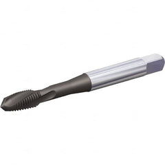 Kennametal - 7/16-20 UNF 3 Flute Plug Spiral Flute Tap - Vanadium High Speed Steel, Oxide Finish, 3-5/32" OAL, Left Hand Flute, Right Hand Thread, H5, Series T690 - Makers Industrial Supply