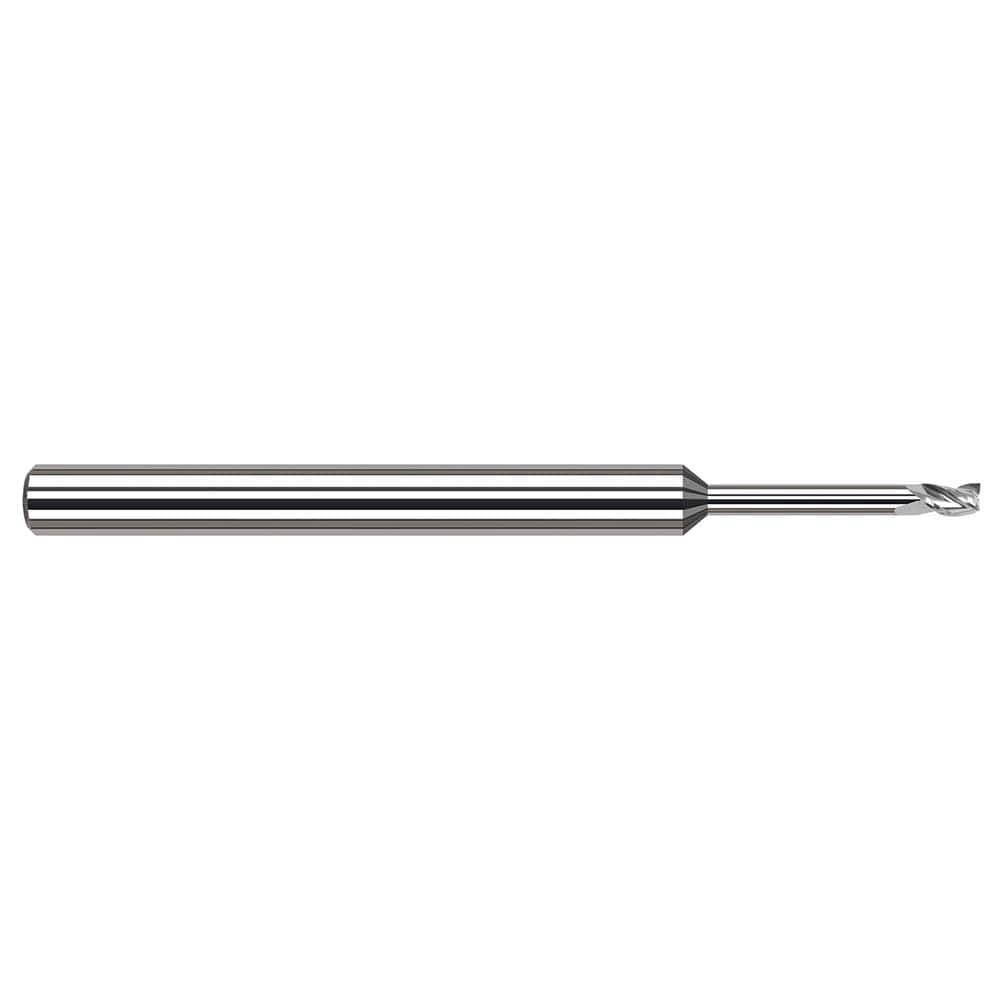 Square End Mill: 0.011'' Dia, 1/64'' LOC, 1/8'' Shank Dia, 2-1/2'' OAL, 3 Flutes, Solid Carbide Single End, Uncoated, 30 ° Helix, Centercutting, RH Cut, RH Flute