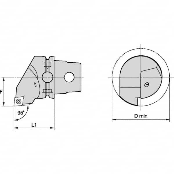 Kennametal - Right Hand Cut, Size KM50, CC.. Insert Compatiblity, Internal or External Modular Turning & Profiling Cutting Unit Head - 35mm Ctr to Cutting Edge, 50mm Head Length, Through Coolant, Series S-Clamping - Makers Industrial Supply