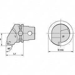 Kennametal - Right Hand Cut, Size KM50, CC.. Insert Compatiblity, Internal or External Modular Turning & Profiling Cutting Unit Head - 35mm Ctr to Cutting Edge, 50mm Head Length, Through Coolant, Series S-Clamping - Makers Industrial Supply