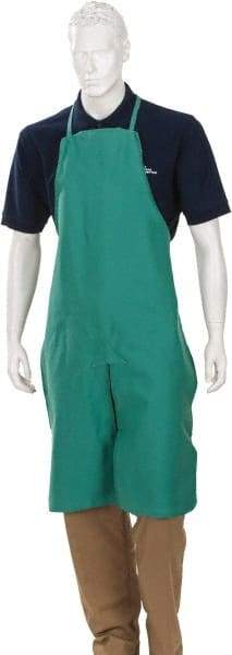 PRO-SAFE - 24 x 40" Flame Resistant/Retardant & Welding Split Leg Apron - Cotton, 10 oz Material, Green - Makers Industrial Supply