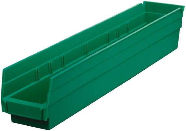 Akro-Mils - 199 Lb. Load Capacity, 23-5/8" Deep, Green Hopper Shelf Bin - 4" High x 4-1/8" Wide x 23-5/8" Long - Makers Industrial Supply