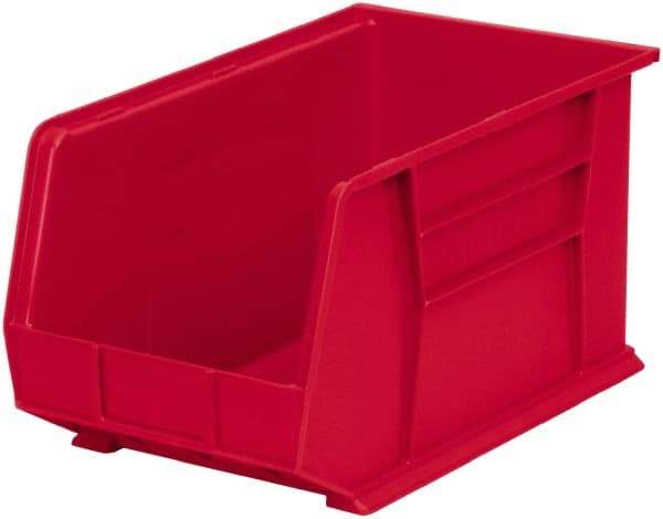 Akro-Mils - 60 Lb. Load Capacity, 18" Deep, Red Polymer Hopper Stacking Bin - 10" High x 11" Wide x 18" Long - Makers Industrial Supply