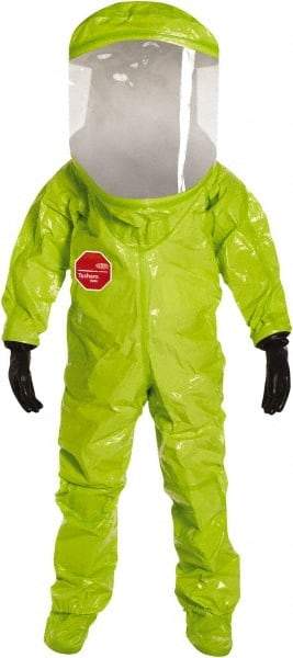 Dupont - Size 4XL, High Visibility Lime, Chemical, Disposable Encapsulated Suit - Attached Hood, Elastic Ankle, Elastic Wrist - Makers Industrial Supply