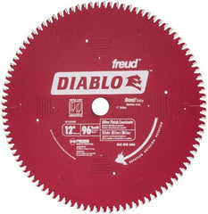 Freud - 12" Diam, 1" Arbor Hole Diam, 96 Tooth Wet & Dry Cut Saw Blade - Carbide-Tipped, Standard Round Arbor - Makers Industrial Supply