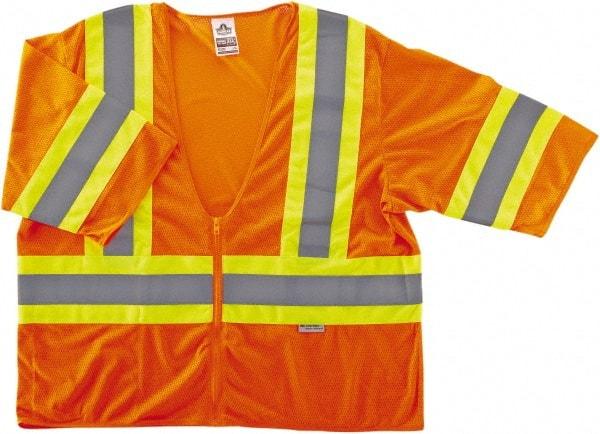 Ergodyne - Size S/M High Visibility Orange Mesh General Purpose Vest - 36 to 44" Chest, ANSI/ISEA 107, Zipper Closure, 1 Pocket, Polyester - Makers Industrial Supply