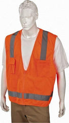 Ergodyne - Size L/XL High Visibility Orange Mesh/Solid Surveyor's Vest - 44 to 52" Chest, ANSI/ISEA 107, Zipper Closure, 4 Pockets, Polyester - Makers Industrial Supply