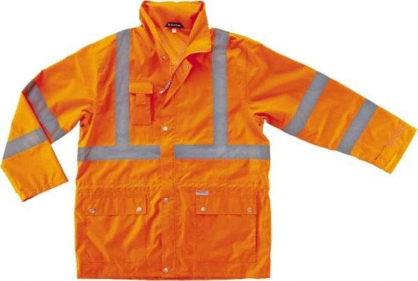 Ergodyne - Size XL Cold Weather & High Visibility Jacket - Orange, Polyester, Zipper, Snaps Closure - Makers Industrial Supply