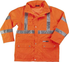 Ergodyne - Size 3XL High Visibility Jacket - Orange, Polyester, Zipper, Snaps Closure - Makers Industrial Supply