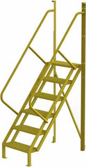 TRI-ARC - 102" 6 Step Configurable Crossover Ladder - 50° Incline, 1,000 Lb Capacity, 60" Platform Height, 30" Base Width x 52-1/2" Base Depth, Perforated Tread - Makers Industrial Supply