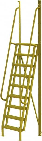 TRI-ARC - 132" 9 Step Configurable Crossover Ladder - 75° Incline, 1,000 Lb Capacity, 90" Platform Height, 30" Base Width x 33" Base Depth, Serrated - Makers Industrial Supply