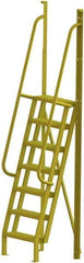 TRI-ARC - 112" 7 Step Configurable Crossover Ladder - 75° Incline, 1,000 Lb Capacity, 70" Platform Height, 30" Base Width x 28" Base Depth, Serrated - Makers Industrial Supply