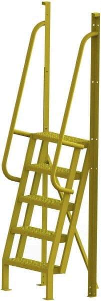 TRI-ARC - 92" 5 Step Configurable Crossover Ladder - 75° Incline, 1,000 Lb Capacity, 50" Platform Height, 30" Base Width x 23" Base Depth, Serrated - Makers Industrial Supply