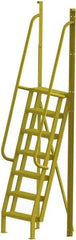 TRI-ARC - 112" 7 Step Configurable Crossover Ladder - 75° Incline, 1,000 Lb Capacity, 70" Platform Height, 30" Base Width x 28" Base Depth, Perforated Tread - Makers Industrial Supply