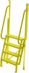 TRI-ARC - 82" 4 Step Configurable Crossover Ladder - 75° Incline, 1,000 Lb Capacity, 40" Platform Height, 30" Base Width x 20-1/2" Base Depth, Perforated Tread - Makers Industrial Supply