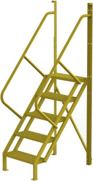 TRI-ARC - 92" 5 Step Configurable Crossover Ladder - 50° Incline, 1,000 Lb Capacity, 50" Platform Height, 30" Base Width x 44" Base Depth, Serrated - Makers Industrial Supply