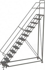 TRI-ARC - 166" 13 Step Configurable Rolling Ladder - 56° Incline, 450 Lb Capacity, 130" Platform Height, 39" Base Width x 97" Base Depth, Perforated Tread - Makers Industrial Supply