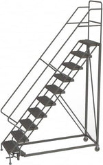 TRI-ARC - 136" 10 Step Configurable Rolling Ladder - 50° Incline, 450 Lb Capacity, 100" Platform Height, 35" Base Width x 76" Base Depth, Serrated - Makers Industrial Supply