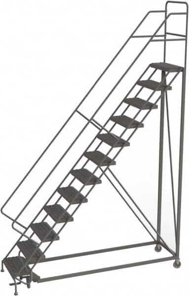 TRI-ARC - 156" 12 Step Configurable Rolling Ladder - 56° Incline, 450 Lb Capacity, 120" Platform Height, 35" Base Width x 90" Base Depth, Serrated - Makers Industrial Supply