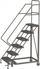 TRI-ARC - 96" 6 Step Configurable Rolling Ladder - 50° Incline, 450 Lb Capacity, 60" Platform Height, 35" Base Width x 50" Base Depth, Serrated - Makers Industrial Supply