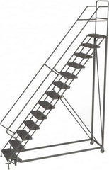 TRI-ARC - 166" 13 Step Configurable Rolling Ladder - 56° Incline, 450 Lb Capacity, 130" Platform Height, 39" Base Width x 97" Base Depth, Serrated - Makers Industrial Supply