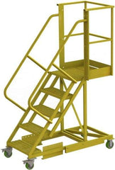 TRI-ARC - 92" 5 Step Configurable Cantilever Ladder - Supported, 300 Lb Capacity, 50" Platform Height, 30" Base Width x 64" Base Depth, Perforated Tread - Makers Industrial Supply