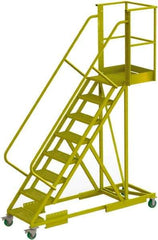 TRI-ARC - 122" 8 Step Configurable Cantilever Ladder - Supported, 300 Lb Capacity, 80" Platform Height, 30" Base Width x 89" Base Depth, Perforated Tread - Makers Industrial Supply