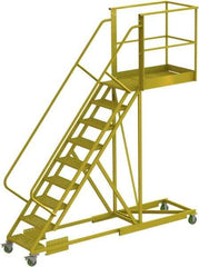 TRI-ARC - 132" 9 Step Configurable Cantilever Ladder - Supported, 300 Lb Capacity, 90" Platform Height, 30" Base Width x 117" Base Depth, Perforated Tread - Makers Industrial Supply