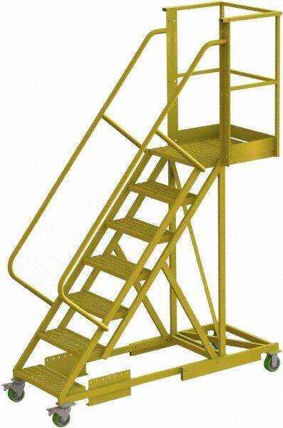 TRI-ARC - 112" 7 Step Configurable Cantilever Ladder - Supported, 300 Lb Capacity, 70" Platform Height, 30" Base Width x 81" Base Depth, Serrated - Makers Industrial Supply