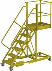 TRI-ARC - 102" 6 Step Configurable Cantilever Ladder - Supported, 300 Lb Capacity, 60" Platform Height, 30" Base Width x 82" Base Depth, Perforated Tread - Makers Industrial Supply