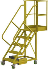 TRI-ARC - 92" 5 Step Configurable Cantilever Ladder - Unsupported, 300 Lb Capacity, 50" Platform Height, 30" Base Width x 64" Base Depth, Perforated Tread - Makers Industrial Supply