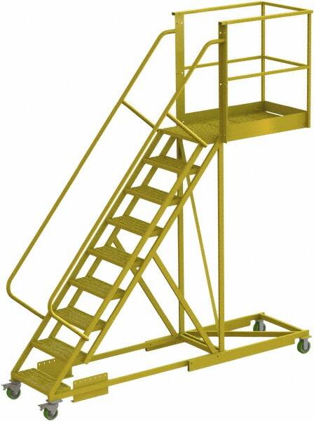 TRI-ARC - 132" 9 Step Configurable Cantilever Ladder - Supported, 300 Lb Capacity, 90" Platform Height, 30" Base Width x 117" Base Depth, Serrated - Makers Industrial Supply