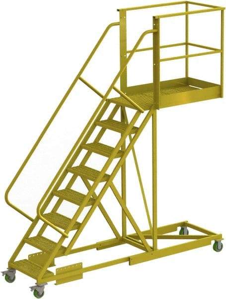 TRI-ARC - 122" 8 Step Configurable Cantilever Ladder - Supported, 300 Lb Capacity, 80" Platform Height, 30" Base Width x 109" Base Depth, Serrated - Makers Industrial Supply