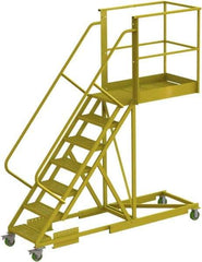 TRI-ARC - 112" 7 Step Configurable Cantilever Ladder - Supported, 300 Lb Capacity, 70" Platform Height, 30" Base Width x 101" Base Depth, Serrated - Makers Industrial Supply