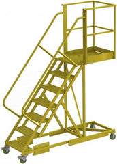 TRI-ARC - 112" 7 Step Configurable Cantilever Ladder - Supported, 300 Lb Capacity, 70" Platform Height, 30" Base Width x 91" Base Depth, Perforated Tread - Makers Industrial Supply