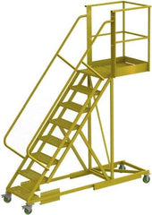 TRI-ARC - 122" 8 Step Configurable Cantilever Ladder - Supported, 300 Lb Capacity, 80" Platform Height, 30" Base Width x 99" Base Depth, Perforated Tread - Makers Industrial Supply