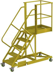 TRI-ARC - 92" 5 Step Configurable Cantilever Ladder - Supported, 300 Lb Capacity, 50" Platform Height, 30" Base Width x 74" Base Depth, Serrated - Makers Industrial Supply