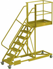 TRI-ARC - 112" 7 Step Configurable Cantilever Ladder - Supported, 300 Lb Capacity, 70" Platform Height, 30" Base Width x 101" Base Depth, Perforated Tread - Makers Industrial Supply