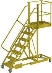 TRI-ARC - 112" 7 Step Configurable Cantilever Ladder - Supported, 300 Lb Capacity, 70" Platform Height, 30" Base Width x 91" Base Depth, Serrated - Makers Industrial Supply